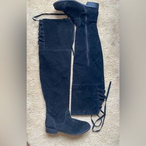 Worn Over-the-Knee black Boots ; Size 12